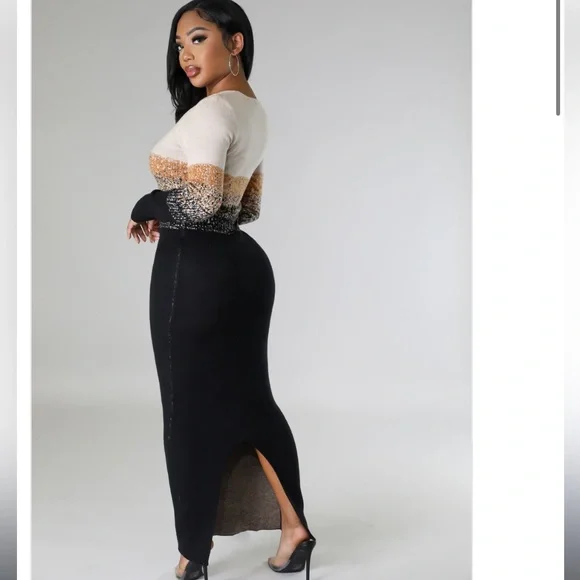 Black gray ombré sweater dress - Picture 7 of 10